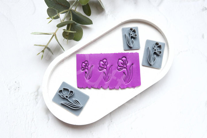 Floral Polymer Clay Stamp: Earring Making Texture Tool