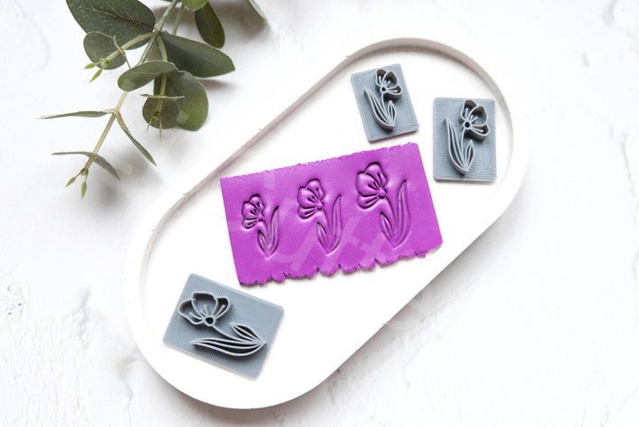 Floral Polymer Clay Stamp: Earring Making Texture Tool