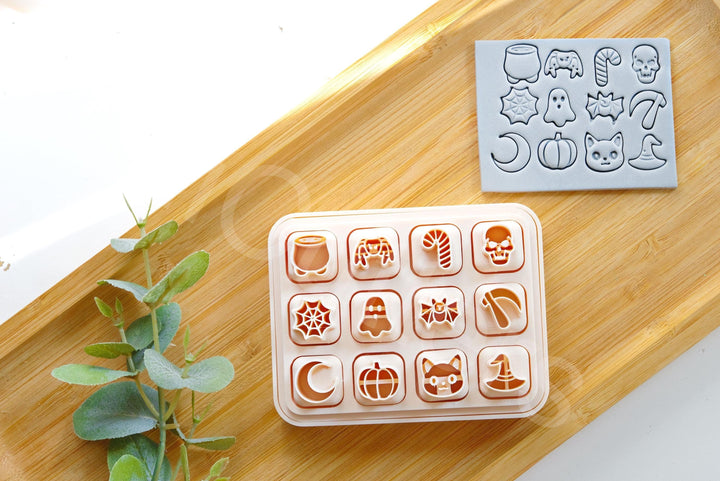 Halloween Mini Clay Cutters: 12pc Polymer Clay Stud Earring Set