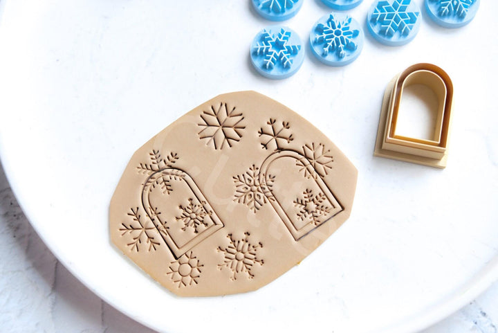 Snowflake Clay Stamp Set (10pc): Christmas Texture, Earring Making
