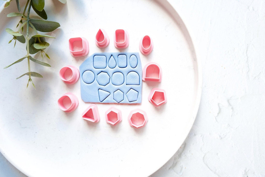 Geometric Stud Earring Clay Cutters: 11pc Mini Shape Set