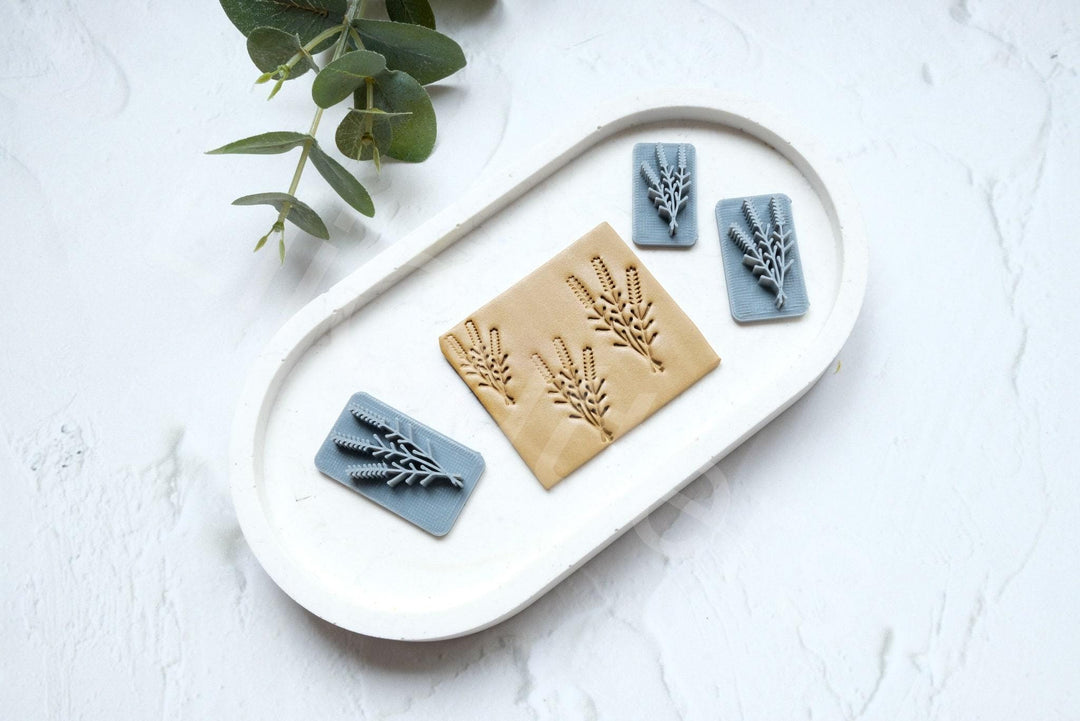 Floral Polymer Clay Stamp: Wheat & Flower Texture, Earring Making