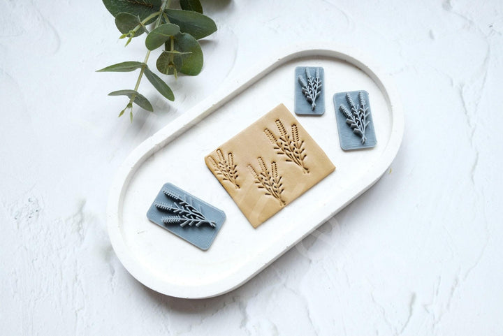 Floral Polymer Clay Stamp: Wheat & Flower Texture, Earring Making