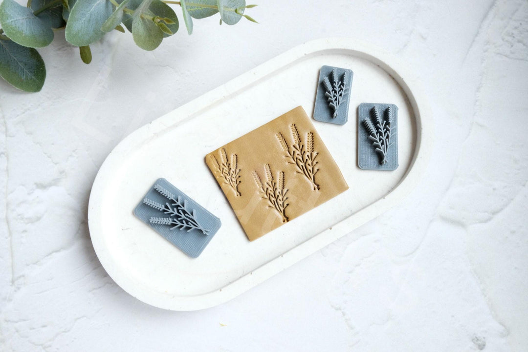 Floral Polymer Clay Stamp: Wheat & Flower Texture, Earring Making