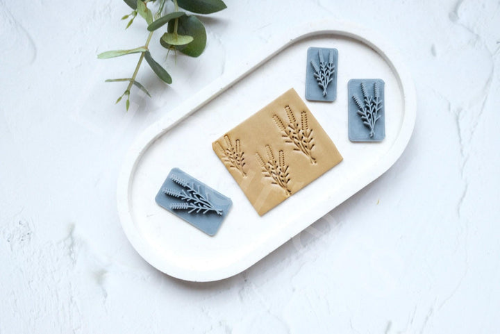 Floral Polymer Clay Stamp: Wheat & Flower Texture, Earring Making