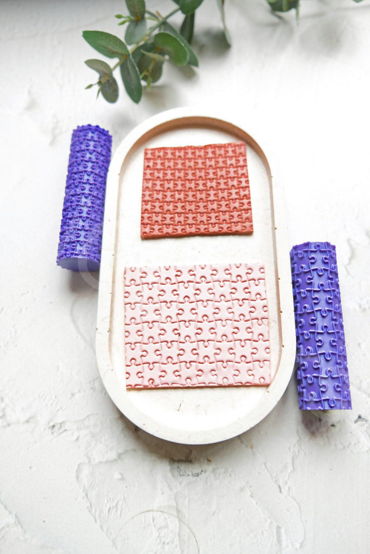 Jigsaw Puzzle Polymer Clay Texture Roller: Seamless Pattern