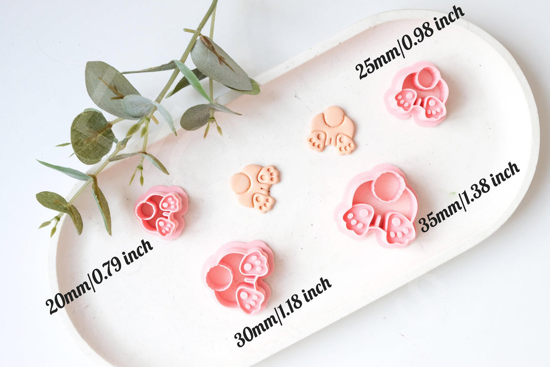 Bunny Butt Polymer Clay Cutter: Embossed Easter Earrings