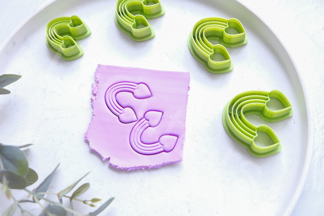 Rainbow Heart Polymer Clay Cutter: Valentine's Day Earring, Cookie Cutter