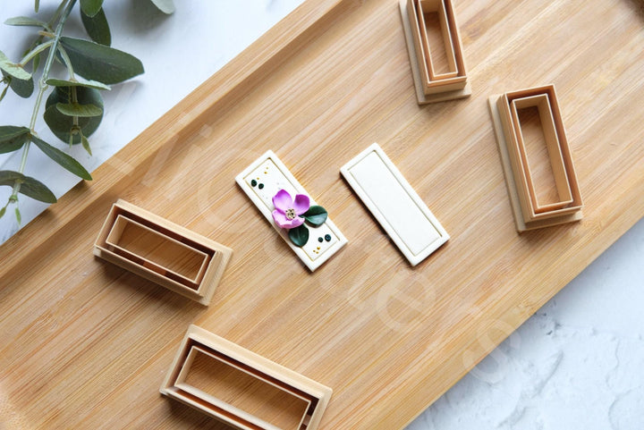 Rectangle Polymer Clay Cutter Tool – Geometric Embossed Earring Mold, Modern Clay Jewelry Making Tools