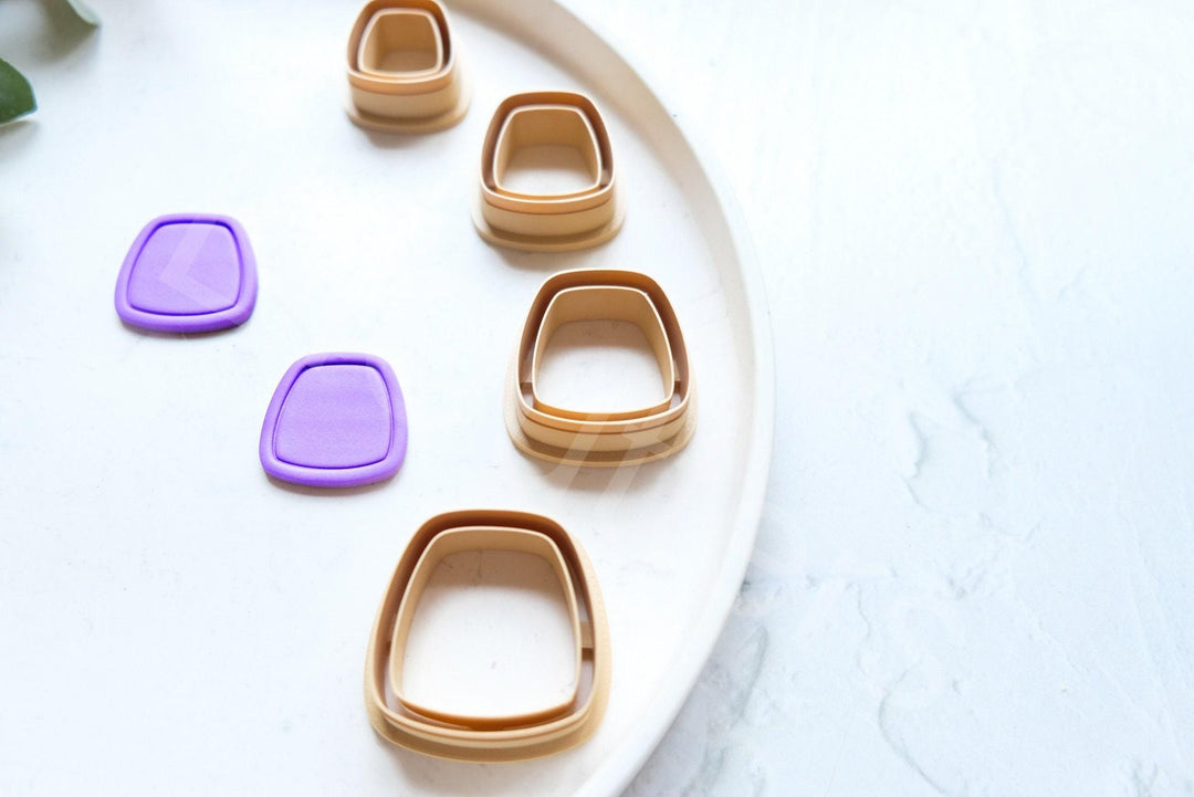 Polygon Polymer Clay Cutter Set: Embossed Geometric Earring Cutters