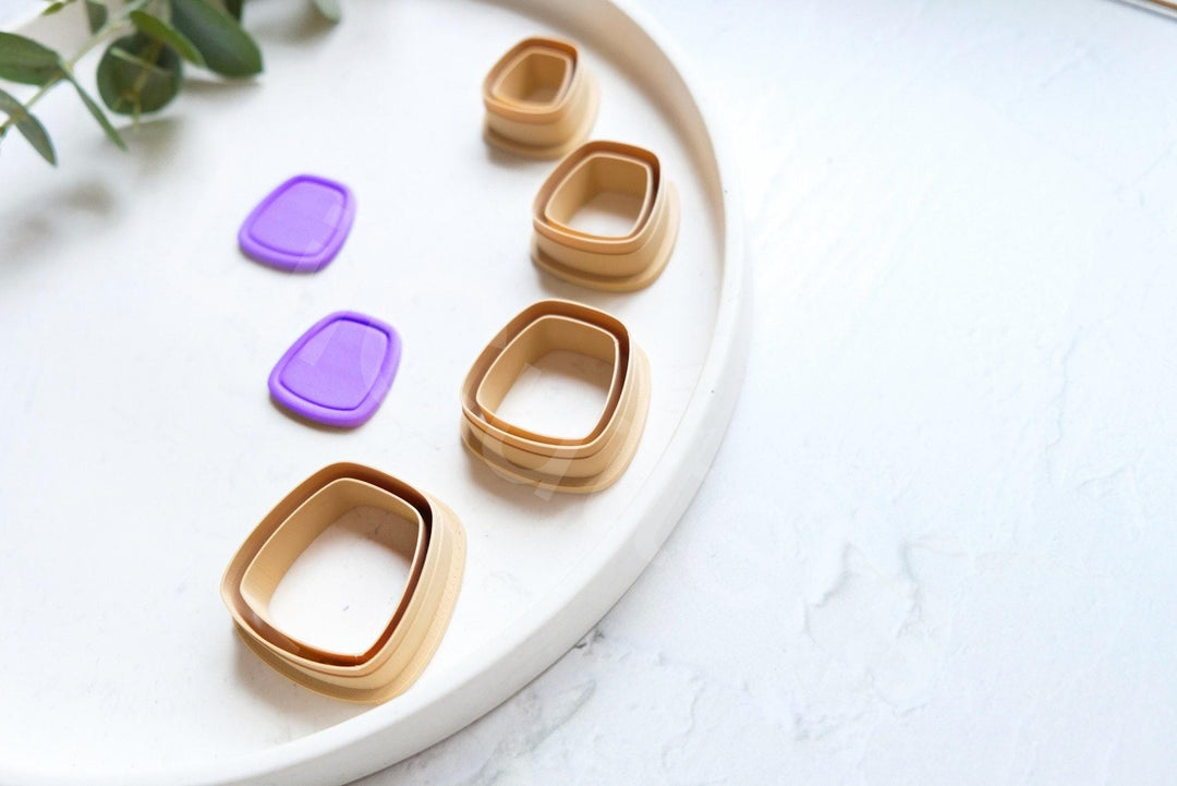 Polygon Polymer Clay Cutter Set: Embossed Geometric Earring Cutters