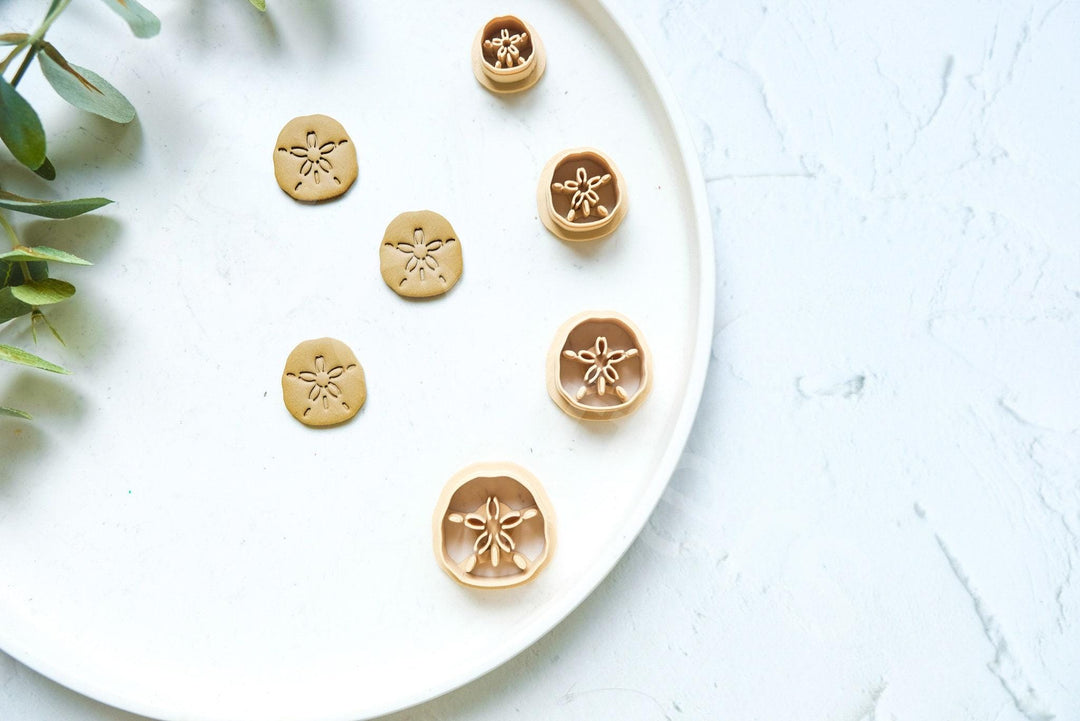 Sand Dollar Polymer Clay Cutter: Embossed Sea Star Stamp, Earring Tool