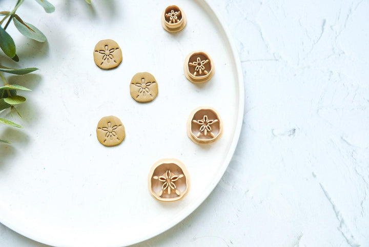 Sand Dollar Polymer Clay Cutter: Embossed Sea Star Stamp, Earring Tool