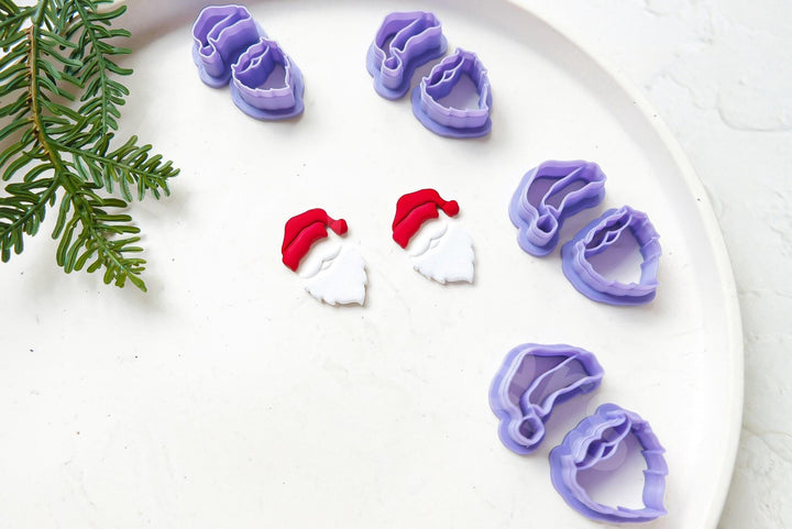 Santa Polymer Clay Cutter Set: Christmas Gnome, Hat, Beard (30-45mm)