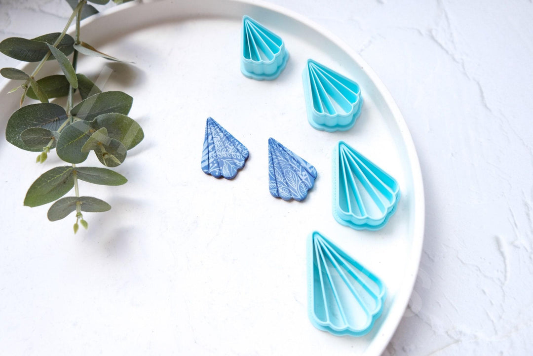 Scallop Flower Polymer Clay Cutter: Embossed Leaf Earring Design