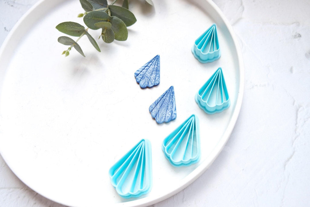 Scallop Flower Polymer Clay Cutter: Embossed Leaf Earring Design