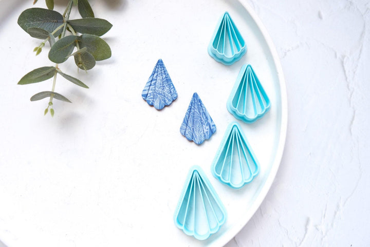 Scallop Flower Polymer Clay Cutter: Embossed Leaf Earring Design