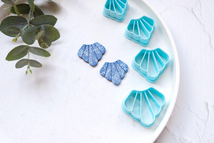 Scallop Polymer Clay Cutter: Embossed Leaf Earring DIY (30-45mm)