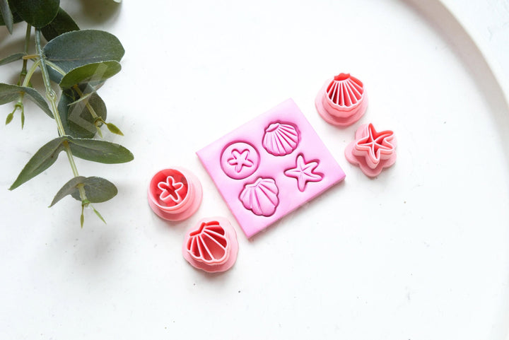 Sea Stud Polymer Clay Cutter Set: Beach Theme, Shell, Starfish (15mm)