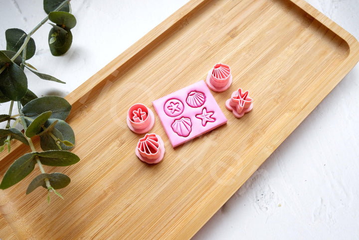 Sea Stud Polymer Clay Cutter Set: Beach Theme, Shell, Starfish (15mm)