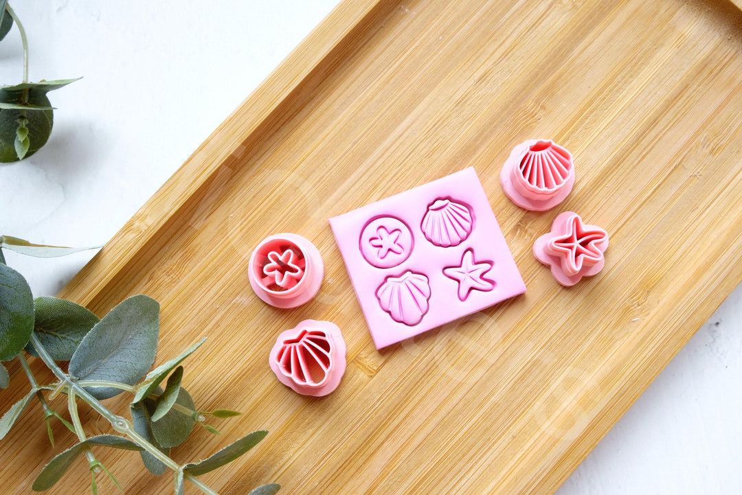 Sea Stud Polymer Clay Cutter Set: Beach Theme, Shell, Starfish (15mm)