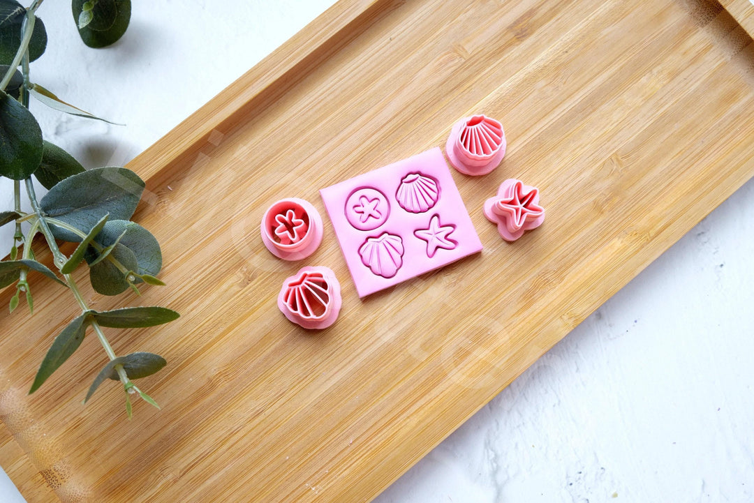 Sea Stud Polymer Clay Cutter Set: Beach Theme, Shell, Starfish (15mm)