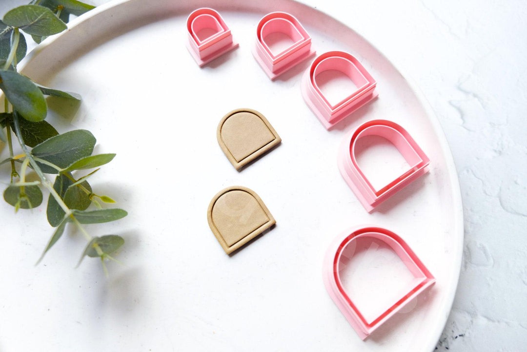 Arch Polymer Clay Cutter with Line: Embossed Scallop Earring Cutter