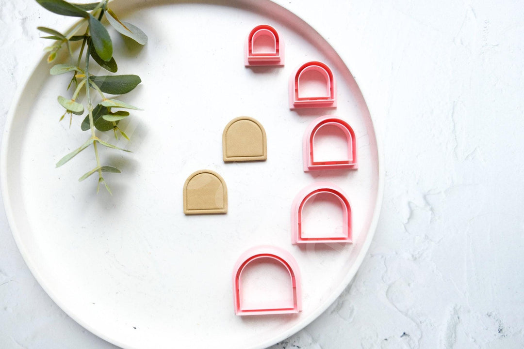 Arch Polymer Clay Cutter with Line: Embossed Scallop Earring Cutter