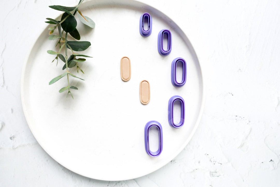 Oval Polymer Clay Cutter with Embossed Lines – Arch Earring Cutter, Modern Clay Jewelry Making Tool