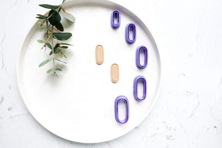 Oval Polymer Clay Cutter with Embossed Lines – Arch Earring Cutter, Modern Clay Jewelry Making Tool