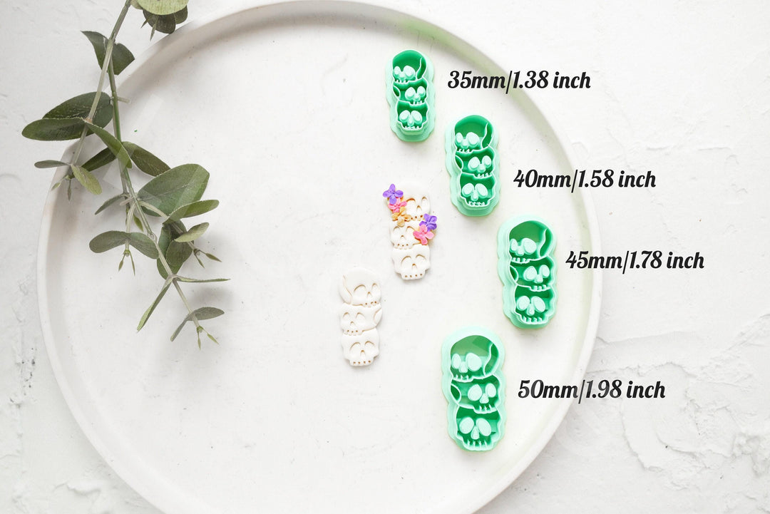 Triple Skull Clay Cutter: Halloween Polymer Clay Earring Making Tool