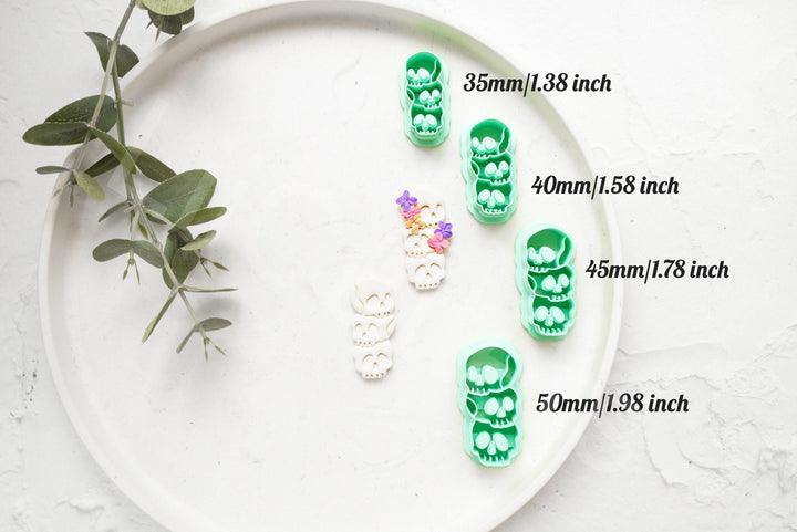 Triple Skull Clay Cutter: Halloween Polymer Clay Earring Making Tool