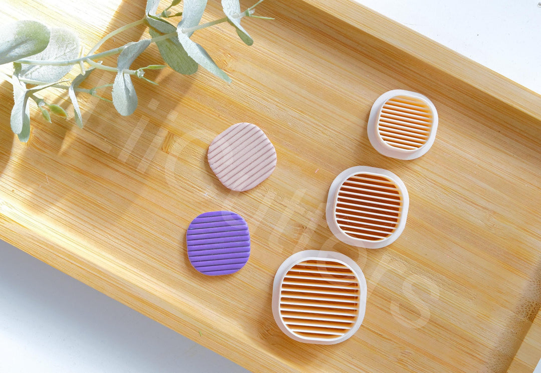 Square Embossed Polymer Clay Cutter: Geometric Lines, Arch Earring Design