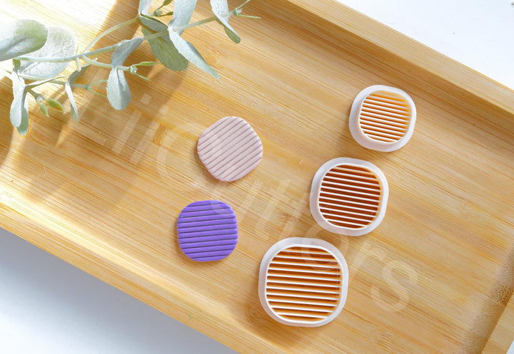 Square Embossed Polymer Clay Cutter: Geometric Lines, Arch Earring Design