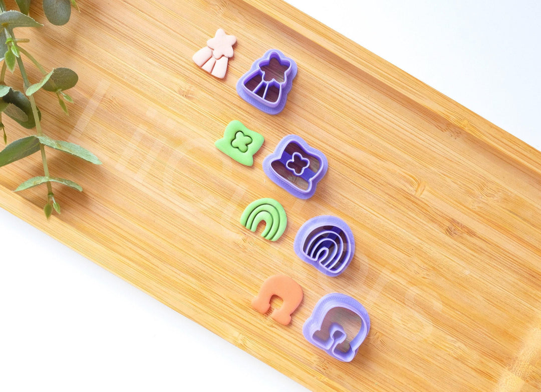 St Patricks Day Polymer Clay Cutter Set: Clover, Rainbow, Horseshoe