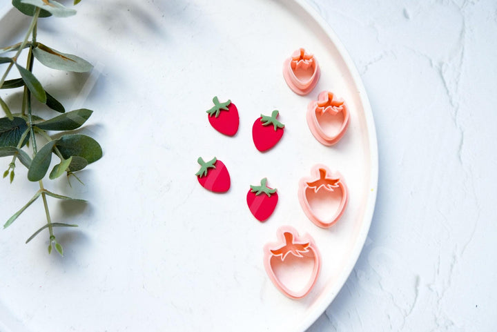 Strawberry Clay Cutter Set: Berry Earring, Food Safe PLA