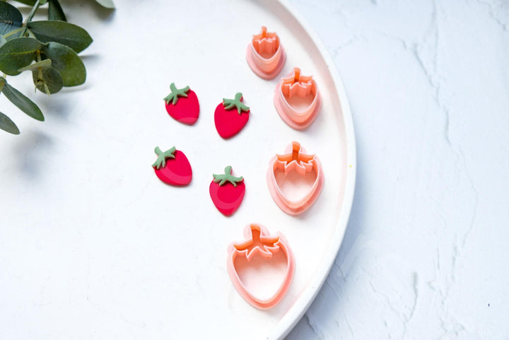 Strawberry Clay Cutter Set: Berry Earring, Food Safe PLA