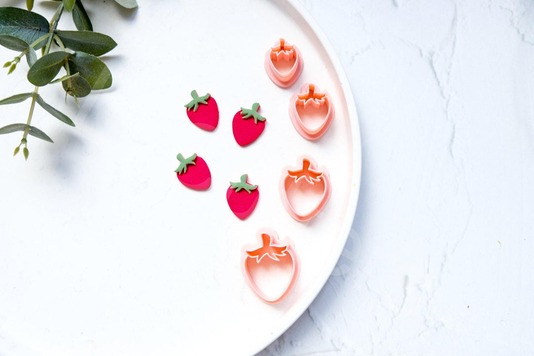 Strawberry Clay Cutter Set: Berry Earring, Food Safe PLA