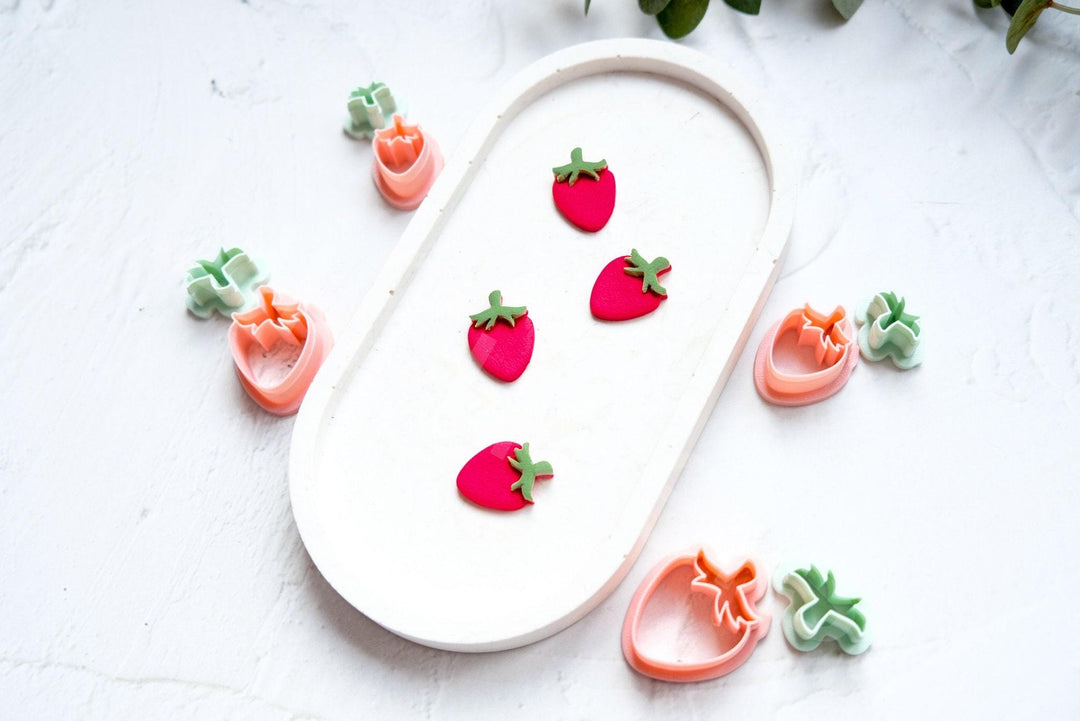Strawberry Clay Cutter Set: Berry Earring, Food Safe PLA