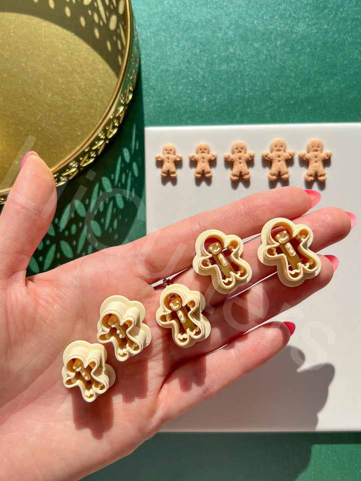 Gingerbread Man Stud Polymer Clay Cutter | Christmas Earring Cutter | Holiday Jewelry Making Tool | Gingerbread Cookie Shape Clay Cutter