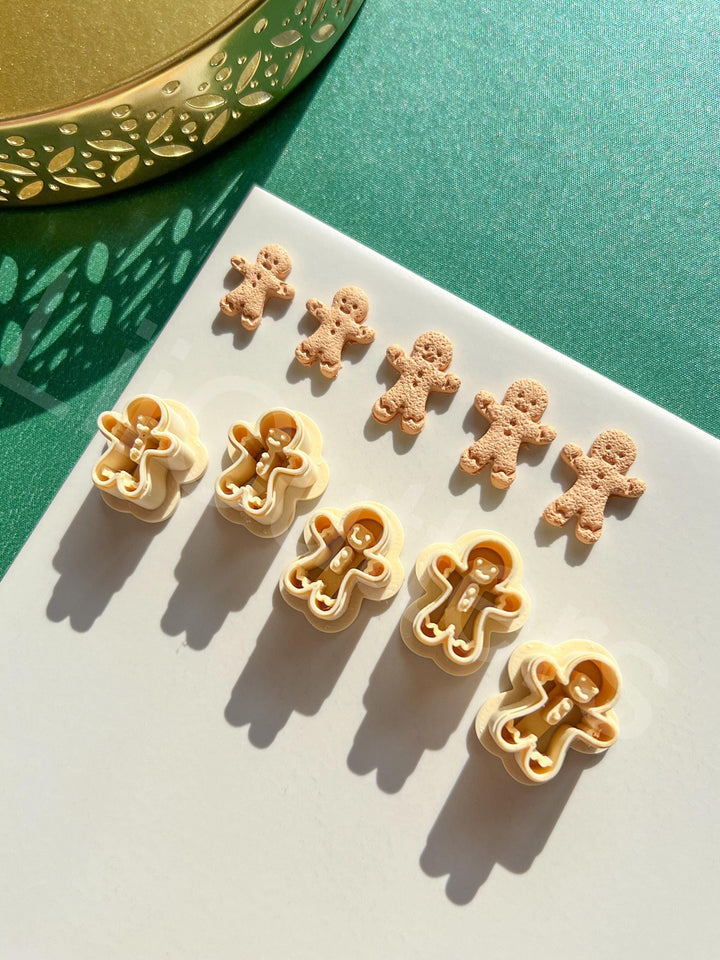 Gingerbread Man Stud Polymer Clay Cutter | Christmas Earring Cutter | Holiday Jewelry Making Tool | Gingerbread Cookie Shape Clay Cutter