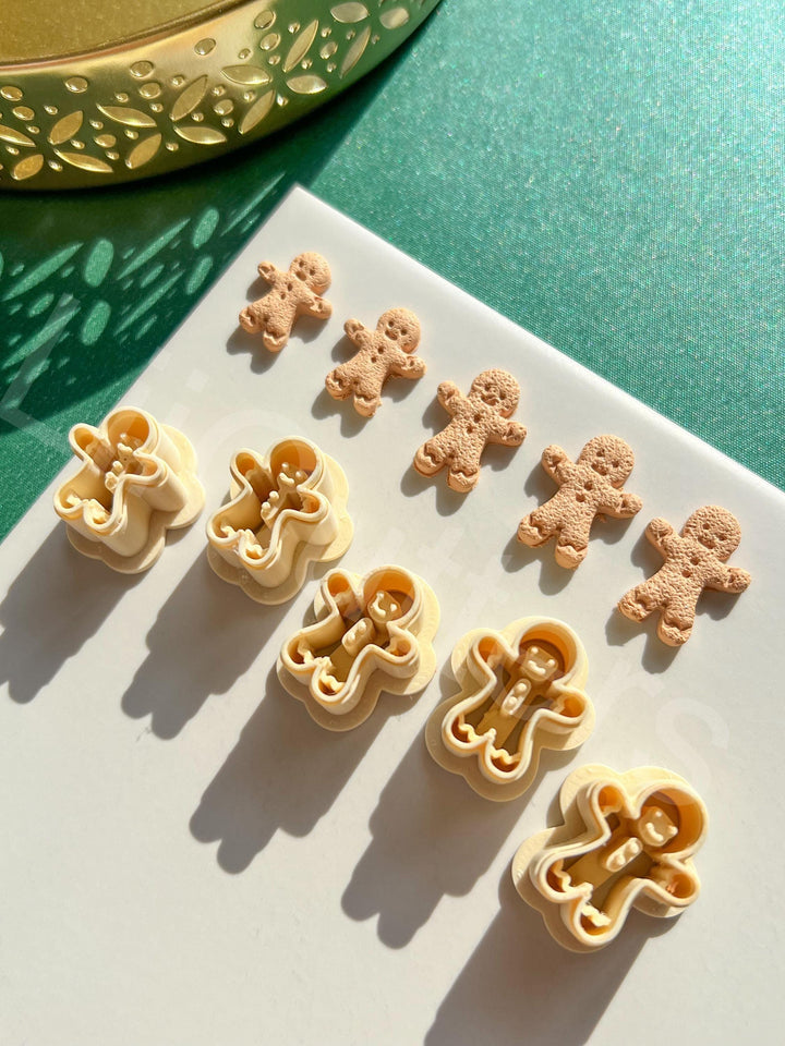 Gingerbread Man Stud Polymer Clay Cutter | Christmas Earring Cutter | Holiday Jewelry Making Tool | Gingerbread Cookie Shape Clay Cutter