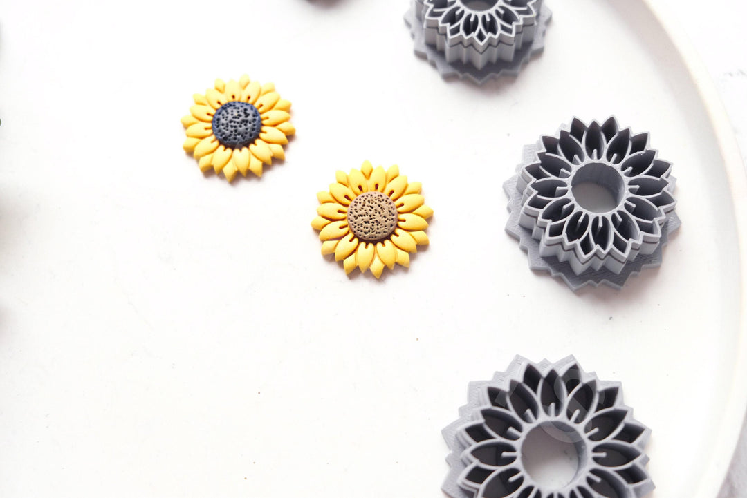 Sunflower Clay Cutter: Polymer Jewelry Tool (25-40mm)