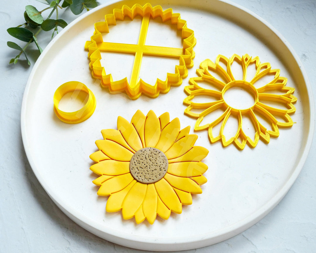 Sunflower Trinket Dish Polymer Clay Cutter: Summer Flower Design