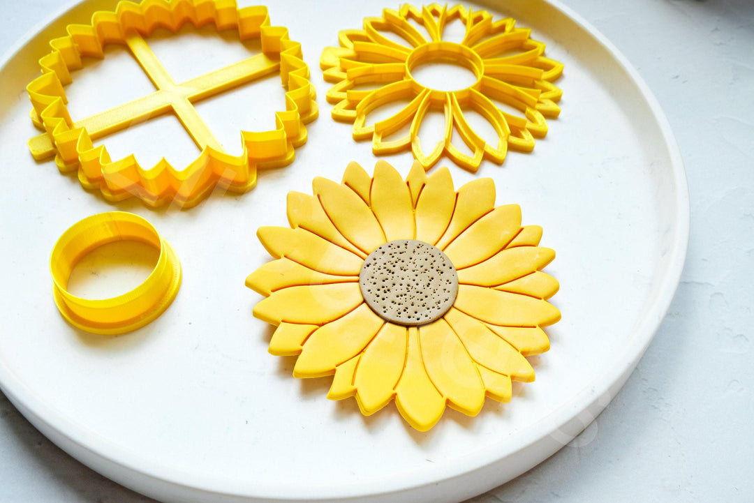 Sunflower Trinket Dish Polymer Clay Cutter: Summer Flower Design
