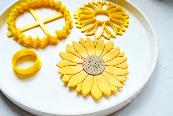 Sunflower Trinket Dish Polymer Clay Cutter: Summer Flower Design