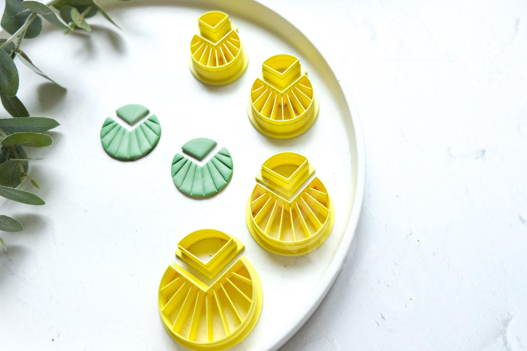 Sunshine Clay Cutter Set: Geometric Embossed Scallop Circle, 3D Printed