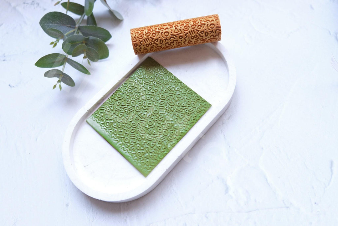 Geometric Texture Clay Roller: Polymer Clay Pattern Tool