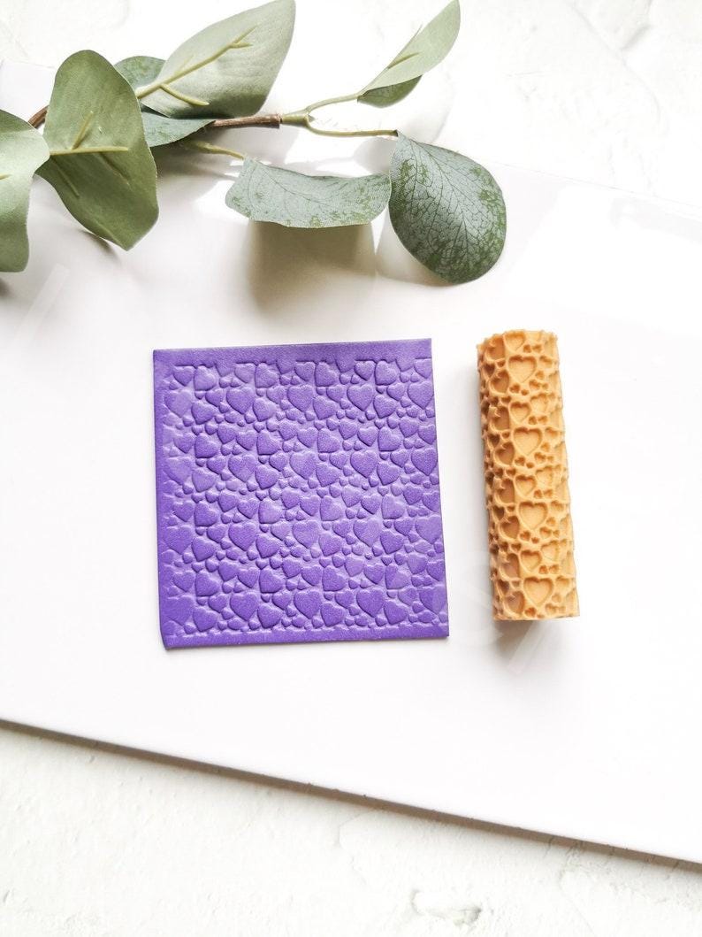Heart Texture Roller: Polymer Clay Pattern Stamp, Earring Tool