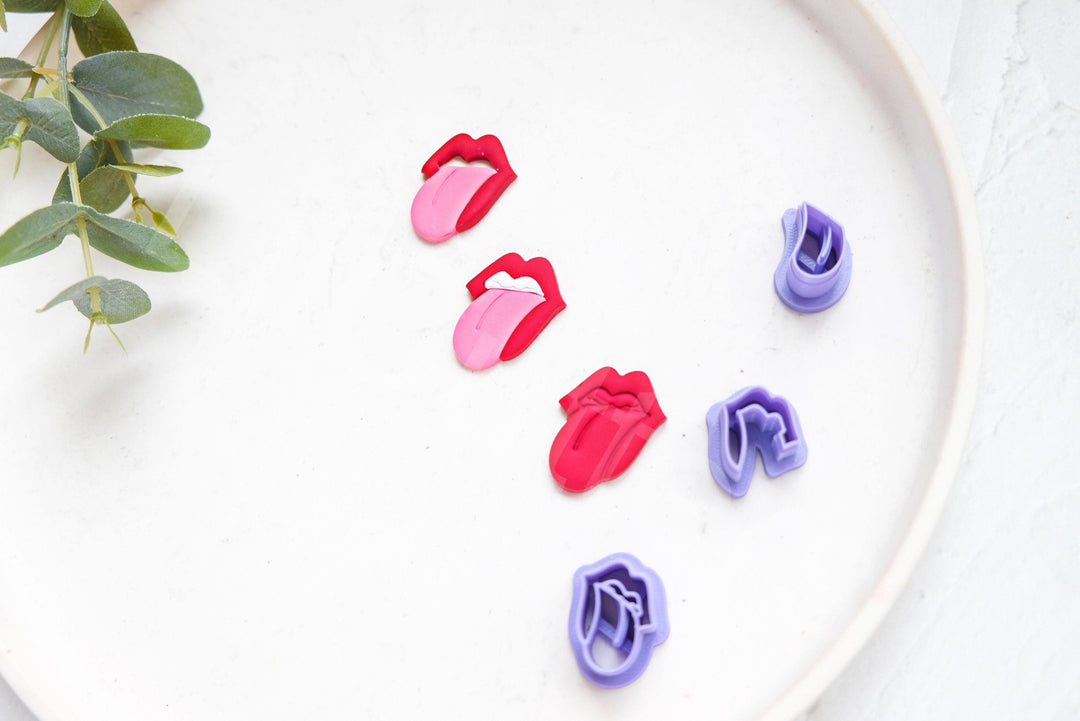 Tongue & Lip Polymer Clay Cutters Set (3pc) | Valentine Earring Cutters | Lips Shape Clay Tools for Earrings Jewelry Making